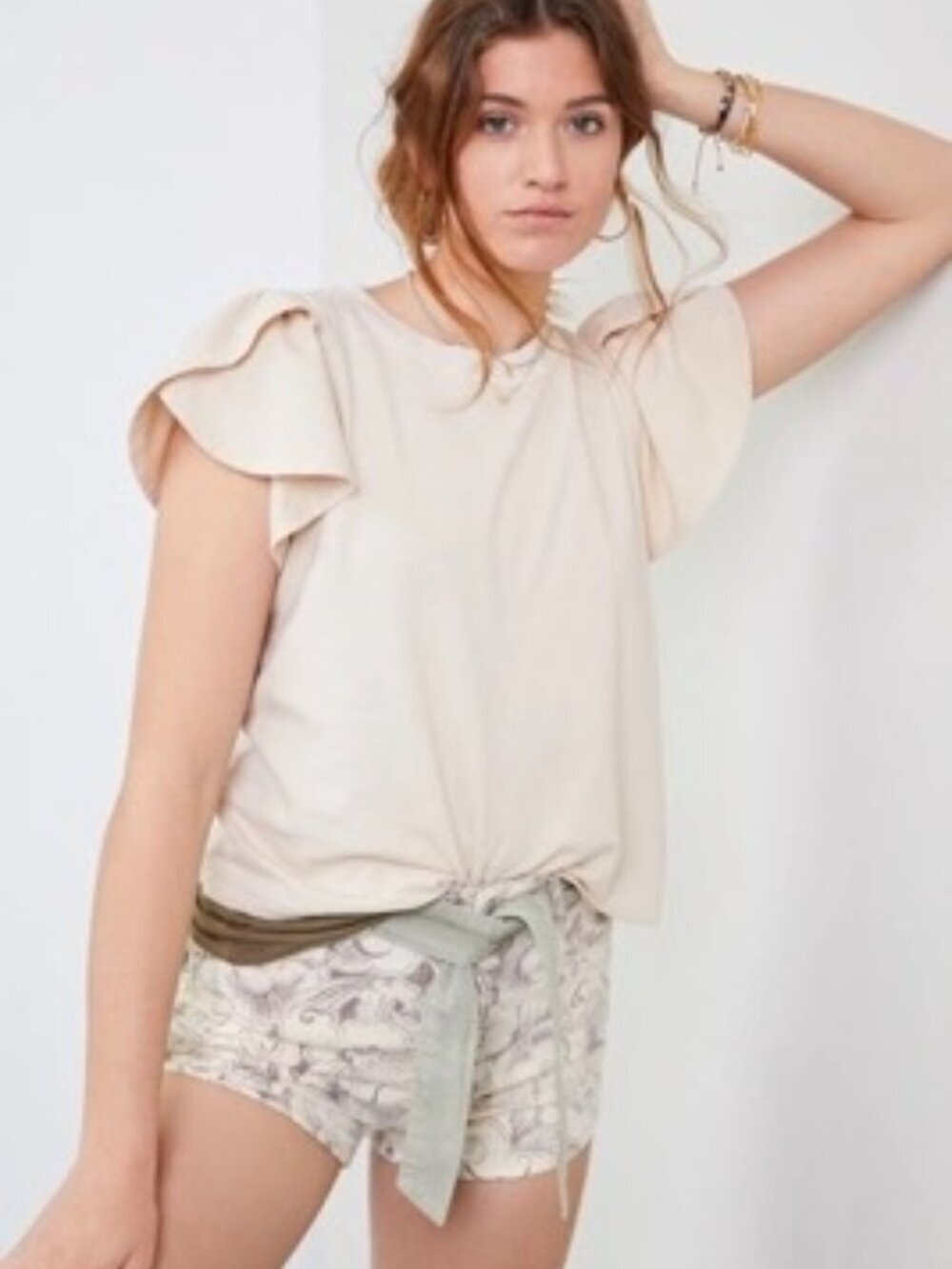 NET Anthropologie T. La Ruffle Sleeve Top XS